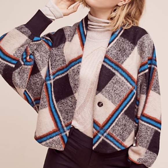 Anthropologie Jackets & Blazers - Cartonnier Neutral Plaid Demero Swing Jacket